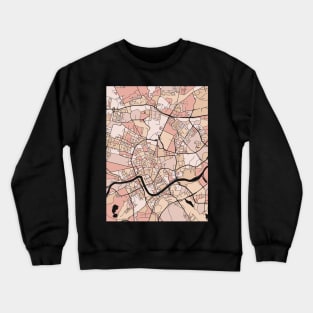 Kraków Map Pattern in Soft Pink Pastels Crewneck Sweatshirt